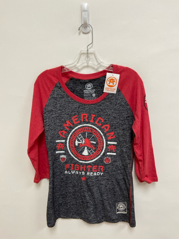 NWT Size M Red Gray 3/4 Sleeve Ladies Top