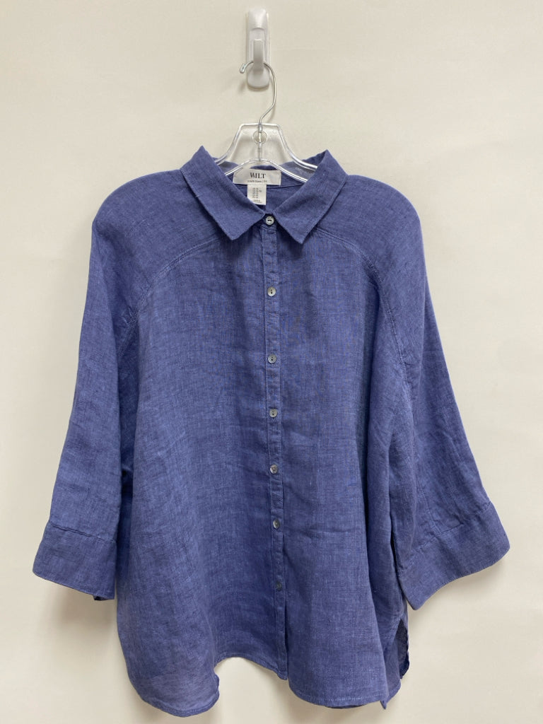 WILT Size XL Blue Linen Ladies Top