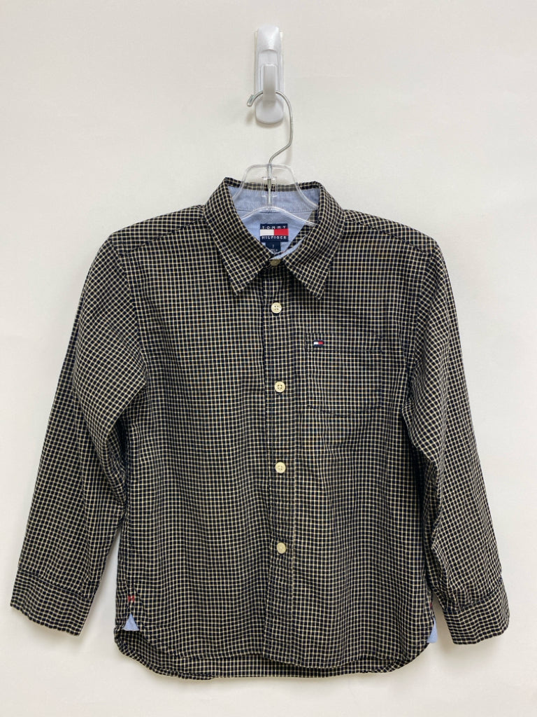 Tommy Hilfiger SIZE 7 Black/Beige Squares Button Up Boy&