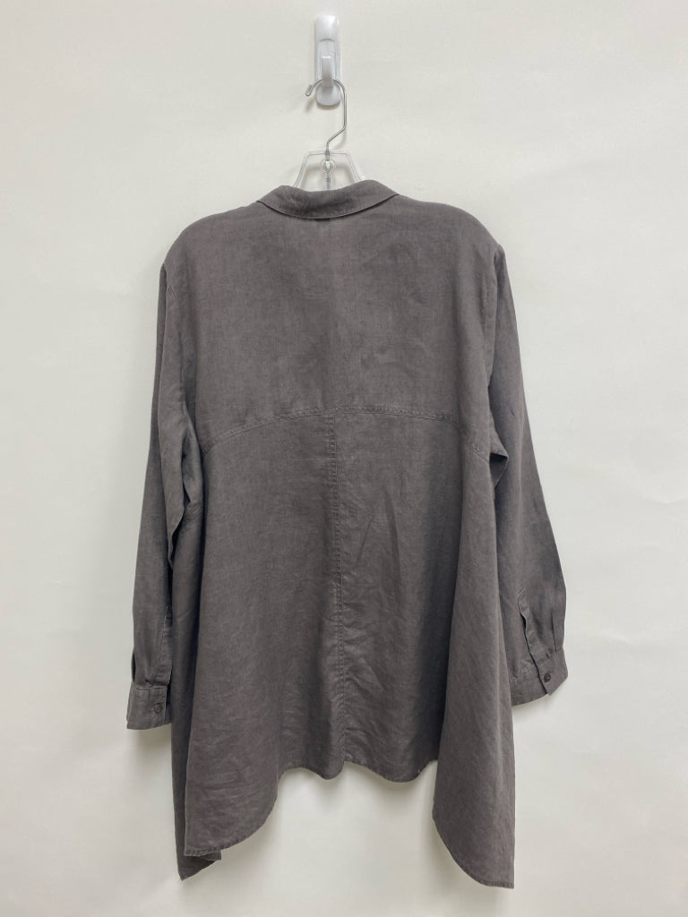 Stella Carakasi Size XL Brown Button Up Linen Ladies Top