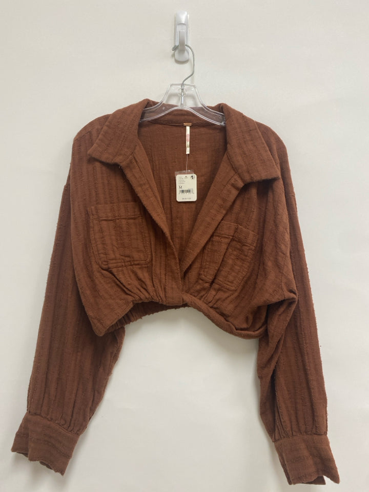 NWT Free People Size M Brown Texture Cropped Ladies Top