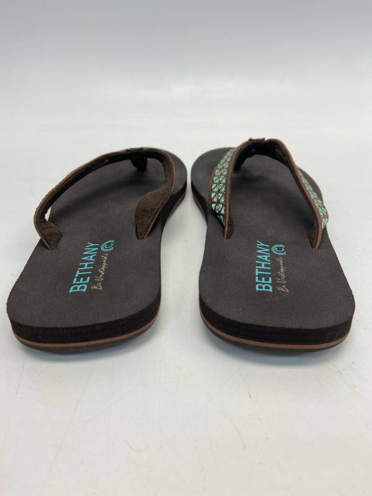 Size 7 Brown Turquoise Sandals
