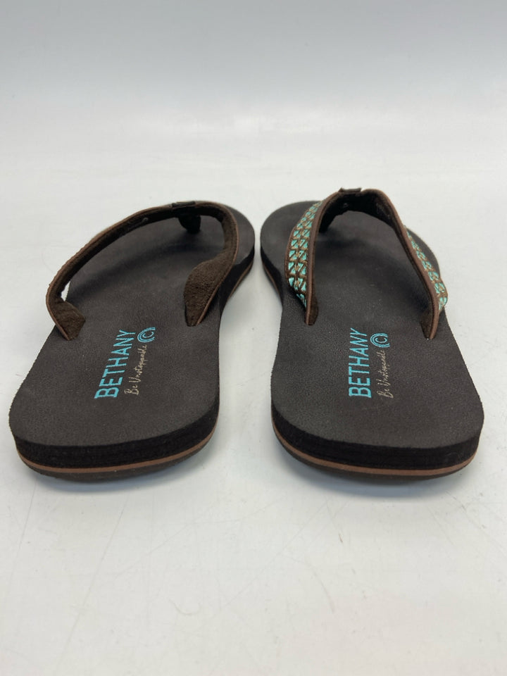 Size 7 Brown Turquoise Sandals