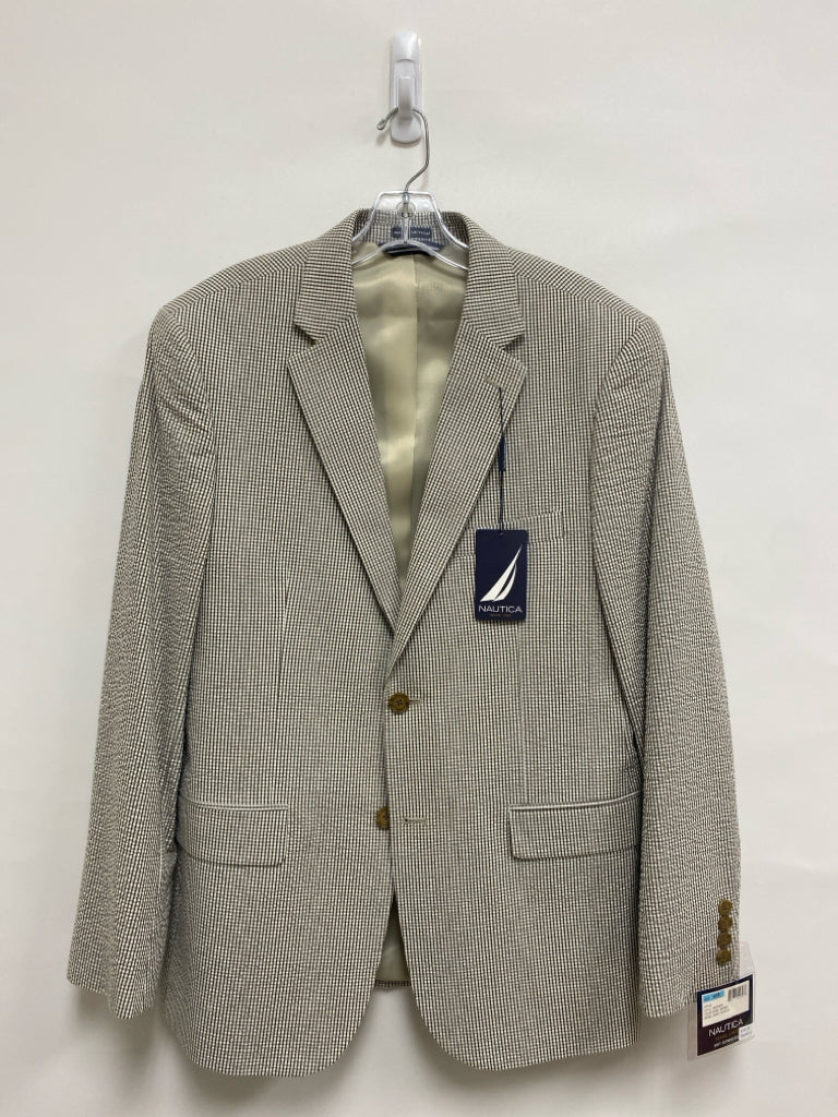 NWT Nautica Size 40R Cream/Brown Striped Seersucker Men&