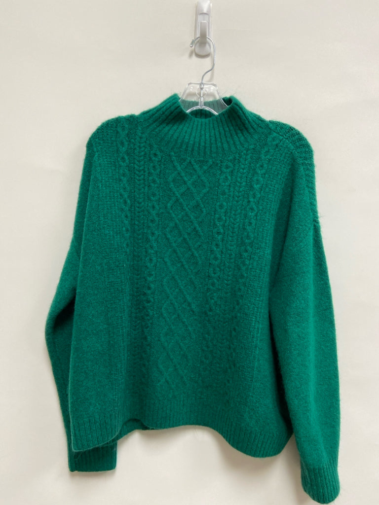 NWT LOFT Size S Forest Green Cable Knit Mock Neck Ladies Sweater