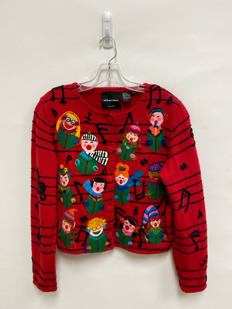 Michael Simon Size M Red Green/Multi Ladies Sweater
