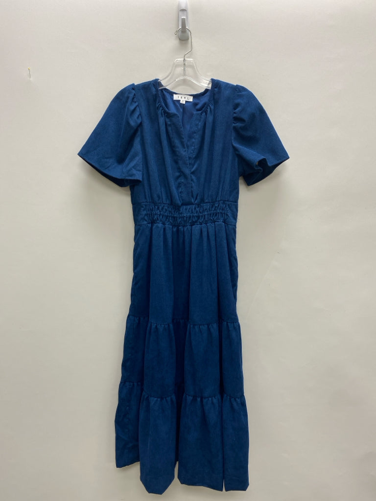 THML Size M Blue Short Sleeve Corduroy Ladies Dress
