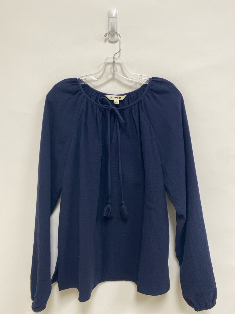 Boden Size 8 Navy Long Sleeve Gauze Ladies Top