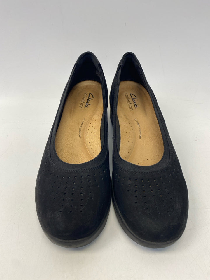 Clarks US Shoe Size 8.5 Black Perforated Heels